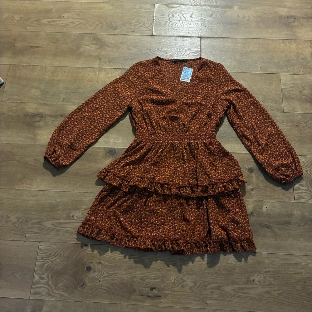 Girls' Brown Ruffle Dress